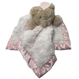 Baby Dumpling White Pink and Brown Lovey Security Blankie Nunu Hang Tag